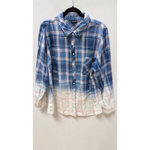 Torrid Blue/Pink Plaid Ombre Tunic Flannel Shirt